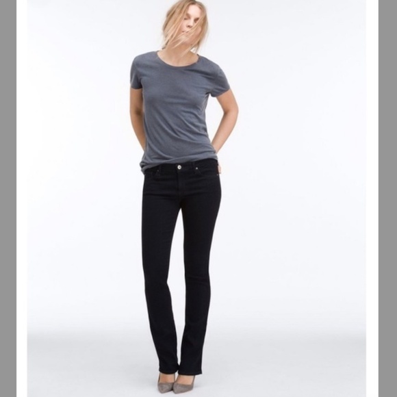 AG Adriano Goldschmied The Ballad Slim Boot Low Rise Jeans Black Wash Sz 28R - Picture 2 of 16